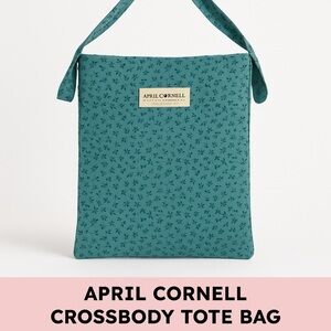 April Cornell Floral Rayon Crossbody Tote Bag Teal Cottagecore Boho Style